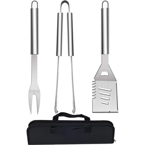3-teiliges Grillbesteck-set, Grillbesteck Aus Edelstahl, Küchenutensilien-set, Grillwerkzeug-set, Grillzubehör