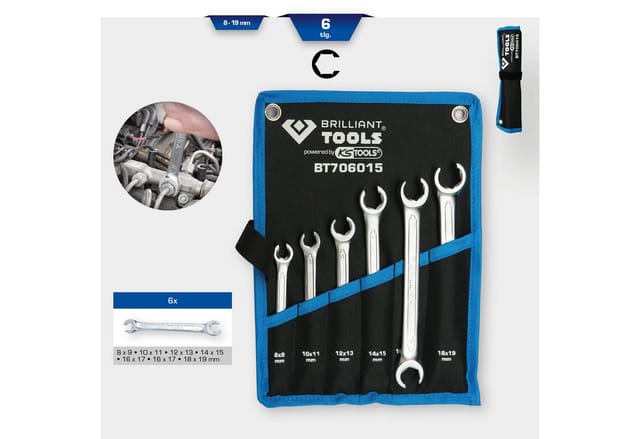 Brilliant Tools - Leitungsschlüssel-Satz, 6-tlg, 8 - 19 mm