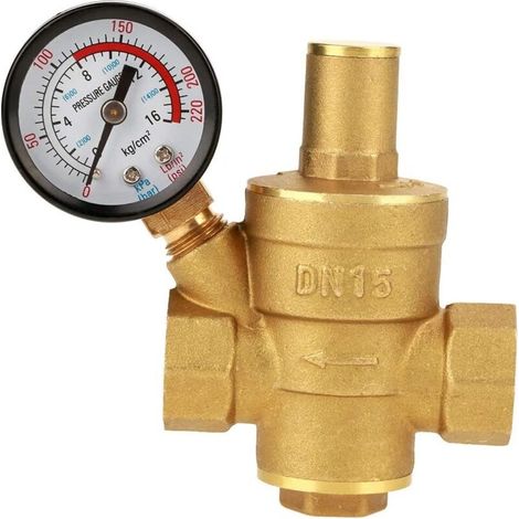 Wasserdruckminderer – Messing Dn15 Mit Einstellbarem Manometer – Für Den Hausgebrauch – 1 Stück