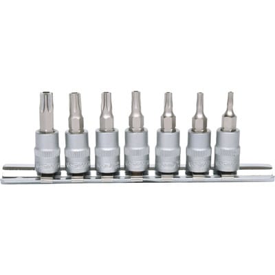 1/4' Bit-Stecknuss-Satz, 7-tlg, TB10-TB40 mit Stirnlochbohrung