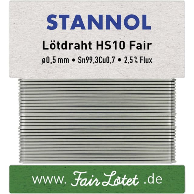 Stannol - HS10Fair Lötzinn, bleifrei bleifrei Sn99,3Cu0,7 ROM1 10 g 0.5 mm