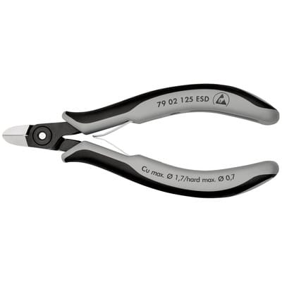 KNIPEX 79 02 125 ESDSB Präzisions-Elektronik-Seitenschneider ESD mit Mehrkomponenten-Hüllen brüniert 125 mm