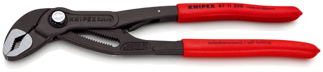 KNIPEX 87 11 250 SB Cobra®...matic Wasserpumpenzange mit rutschhemmendem Kunststoff überzogen grau atramentiert 250 mm