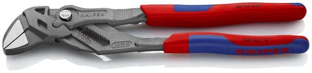 KNIPEX 86 02 250 SB Zangenschlüssel Zange und Schraubenschlüssel in einem Werkzeug mit Mehrkomponenten-Hüllen grau atramentiert 250 mm