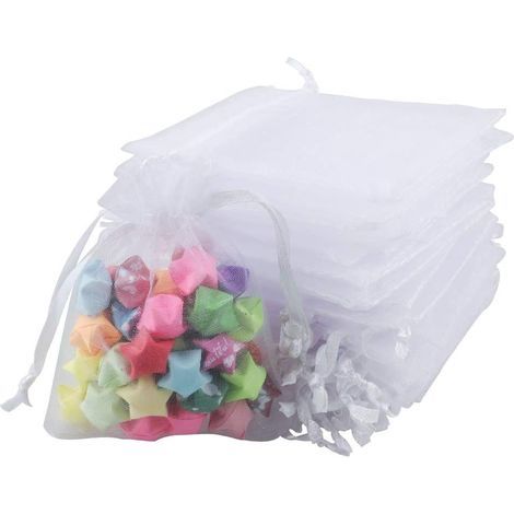 100 Stück Organzabeutel 7x9cm, Kleine Organzabeutel Mit Kordelzug, Schmuckbeutel, Für Hochzeitsgeschenke, Weihnachtssüßigkeiten (weiß)