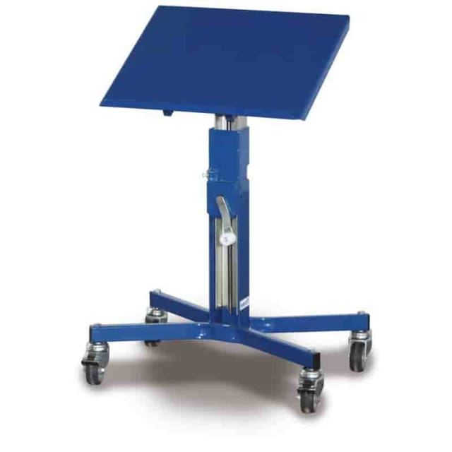 VARIOfit Materialständer höhenverstellbar mit Handkurbel, einseitig neigbar und Ladefläche 510x410mm
