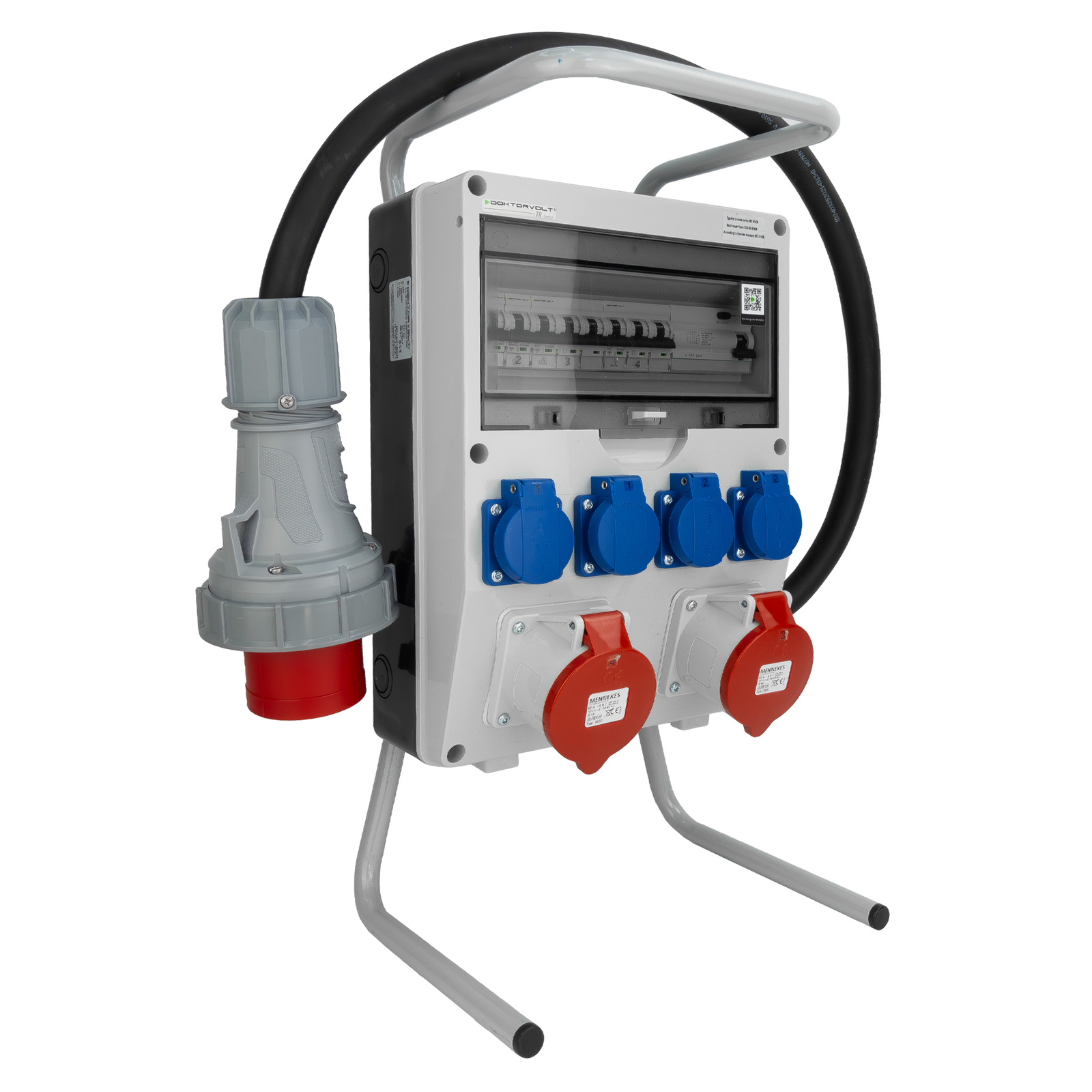 Baustromverteiler Auf Ständer Mit Kabel 2x32a 4x230v Typ E 63a Ip44 Mit 63a Cee-stecker Mennekes Stromverteiler Doktorvolt Dv-1697-f