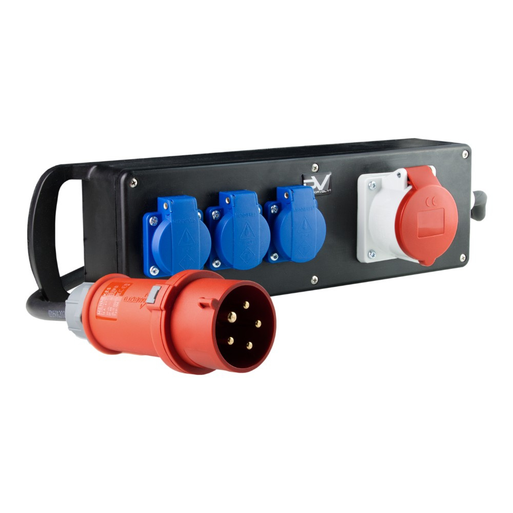 Cee Stromverteiler Vollgummi 16a/400v Auf 16a/400v 3x230v Doktorvolt 2568
