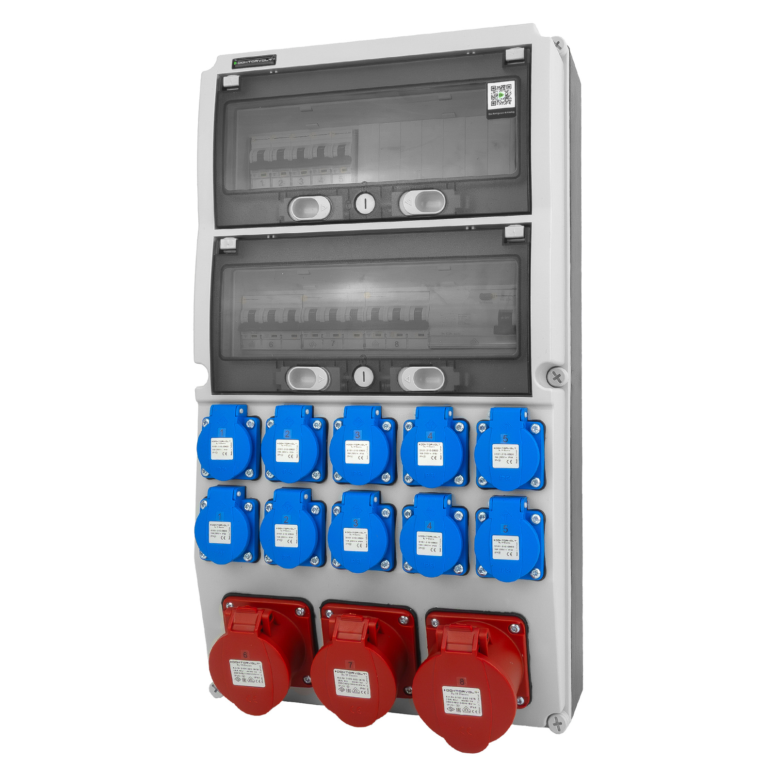 Baustromverteiler Xs 2x230v 16a Kompakt Stromverteiler Ip44 Steckdosen Stromzähler Dv-6814-d