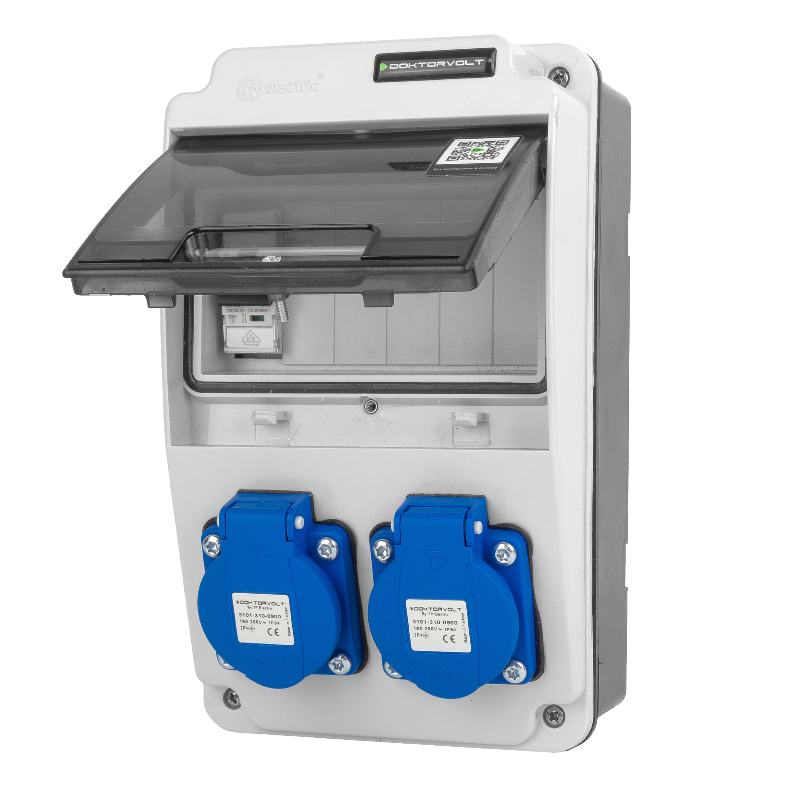 Baustromverteiler 2x230v 16a Xs Ls-schalter Fi-schalter Kompakter Stromverteiler Doktorvolt Dv-6821-d