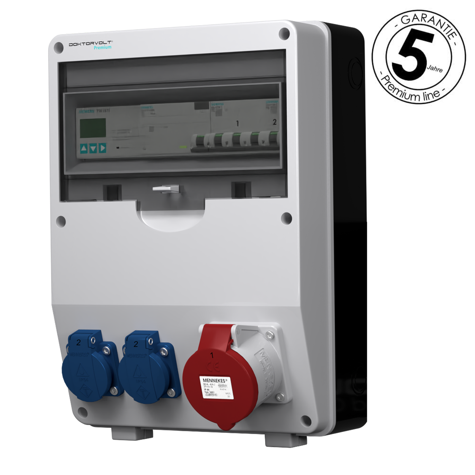 Stromverteiler 32a 2x230v Ptd-s/fi 3p Zähler Siemens Und Mennekes Doktorvolt Dv-4807-d