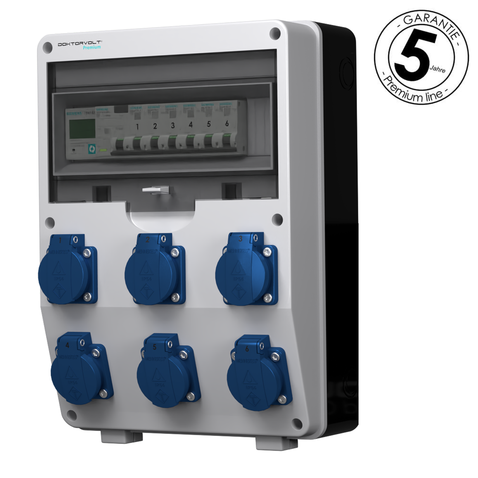Stromverteiler 6x230v Ptd-s/fi 1p Stromzähler Siemens Und Mennekes Doktorvolt Dv-4821-d