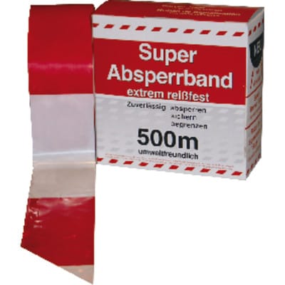 Moravia - Absperrband L.500m B.80mm rot/weiß geblockt 500m/Karton kelmaplast