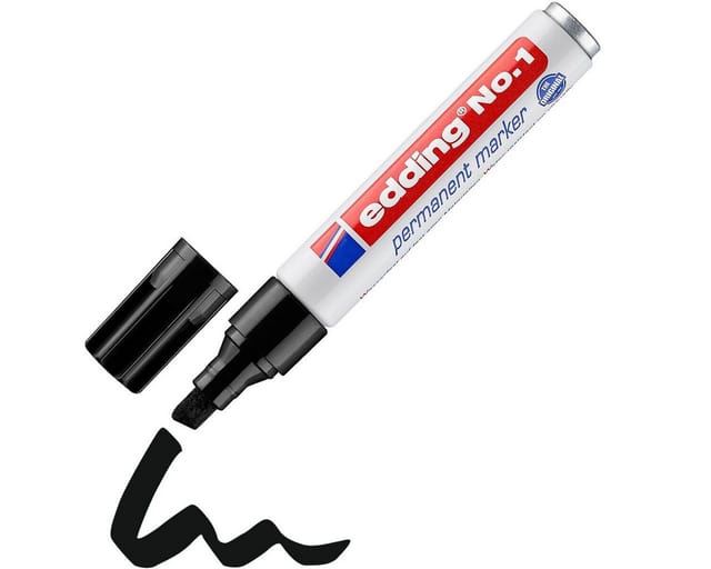 Edding - No.1 4-1001 Permanentmarker Schwarz wasserfest: Ja