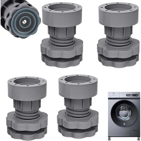 4-teiliges Universal-waschmaschinen-padset Formersity, Grau, Verstellbare Antivibrationsmatte Für Waschmaschinen (7–9,5 Cm), Antivibrationsmatte Für Waschmaschinen, Antivibrationsstütze Für Waschmasch