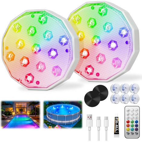 Magnetische Poolleuchte, 2 Wiederaufladbare Rgb-led-unterwasserleuchten, Schwimmende Poolbeleuchtung, Mit Fernbedienung, Wasserdicht (ip67), Poolbeleuchtung Für Badewanne, Teich, Partys