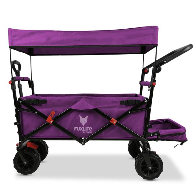 [neuwertig] Fuxlife Fx-ctb800 Strand-bollerwagen Purpur 75 Kg Tragkraft, Extra Breite 10 Cm Sandräder, Sonnendach Und Kompakt Faltbar Für Strand, Garten & Outdoor