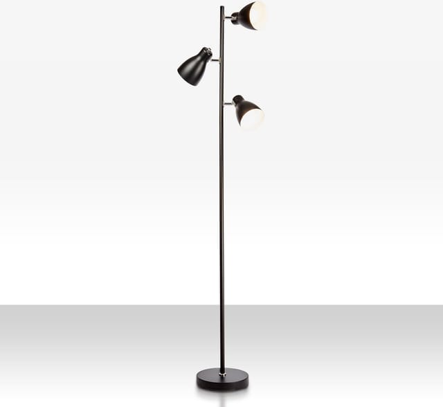 B.k.licht - Stehlampe - Schalter, schwenkbar, E27 Fassung, max. 25W, 3-flammig, Schwarz