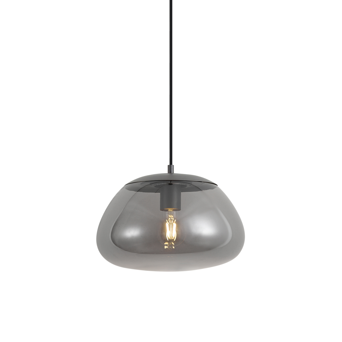 Qazqa Retro-pendelleuchte Gunmetal Mit Rauchglas - Giselle