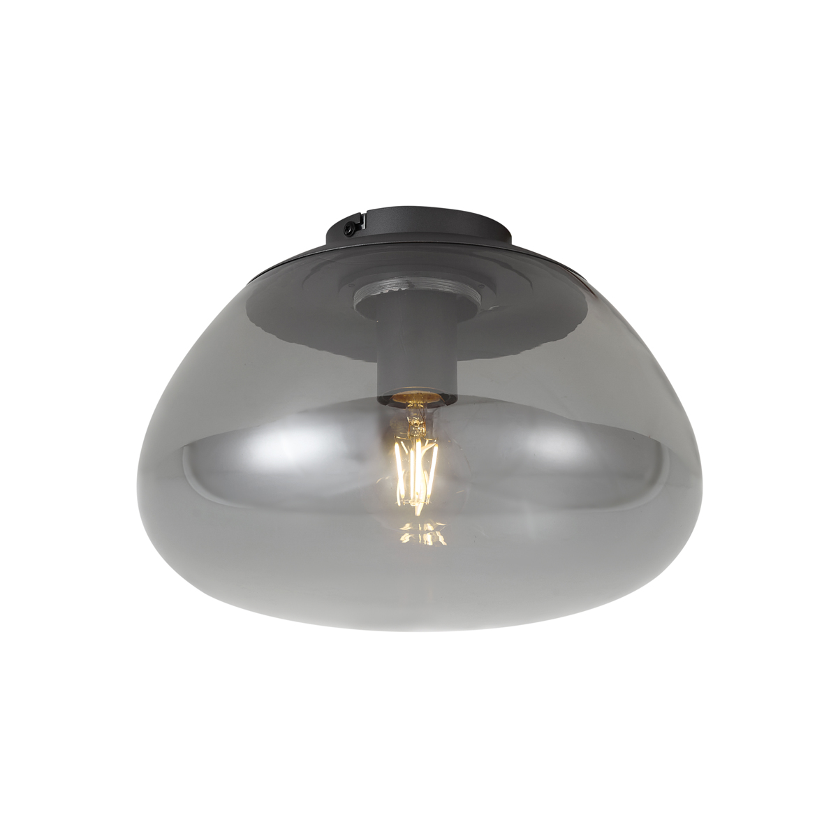 Qazqa Design-deckenleuchte Gunmetal Mit Rauchglas - Giselle