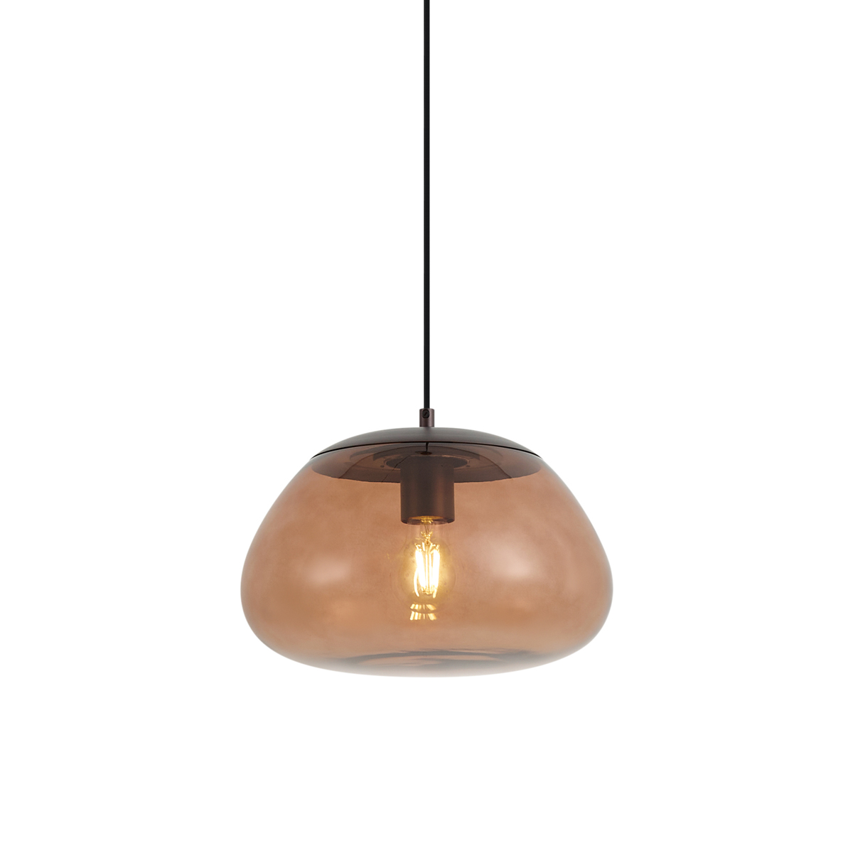 Qazqa Retro Hängelampe Braun Mit Braunem Glas - Giselle