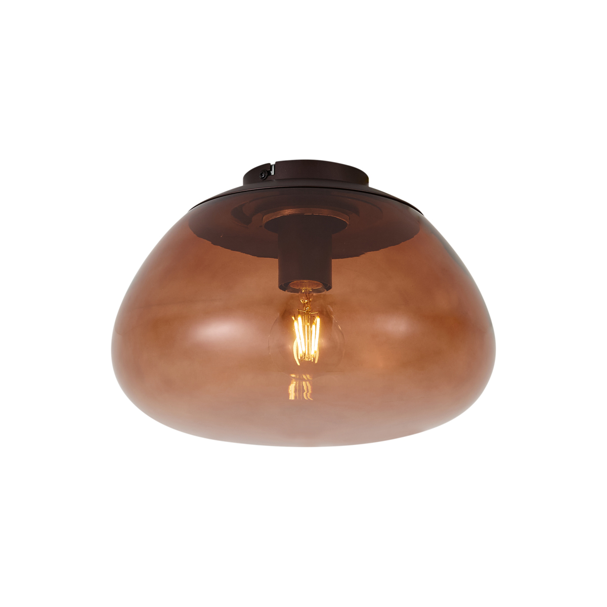 Qazqa Design-deckenleuchte Braun Mit Braunem Glas - Giselle