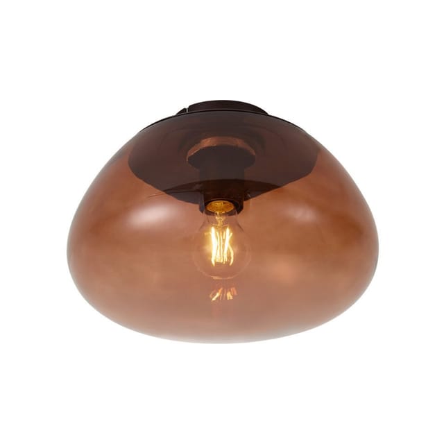 Qazqa Design-deckenleuchte Braun Mit Braunem Glas - Giselle