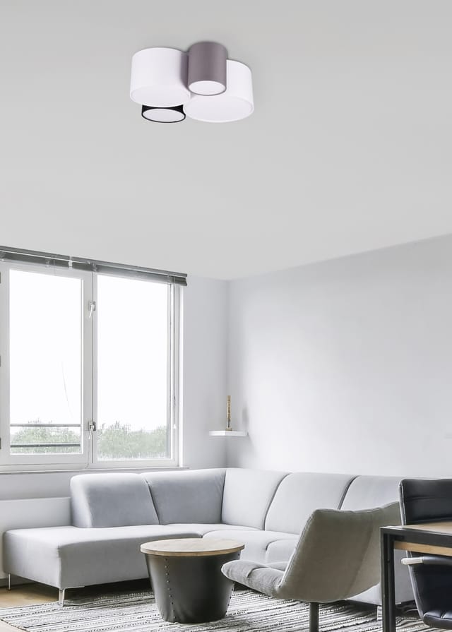 Deckenleuchte HOTEL 4-flammig, Stoff Lampenschirme mehrfarbig, Breite 50cm