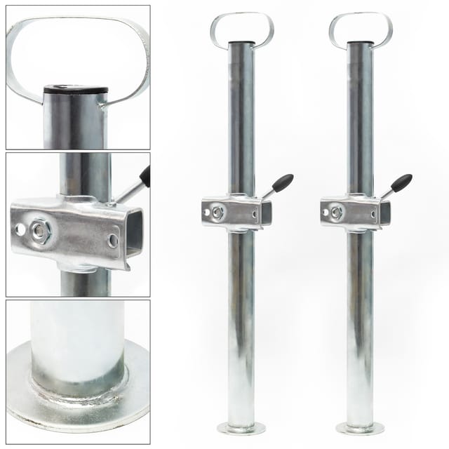 Wiltec Stützen für Anhänger 700 mm x ø 49 mm 2 Stück Anhängerstützen mit Klemmschellen Abstellstützen
