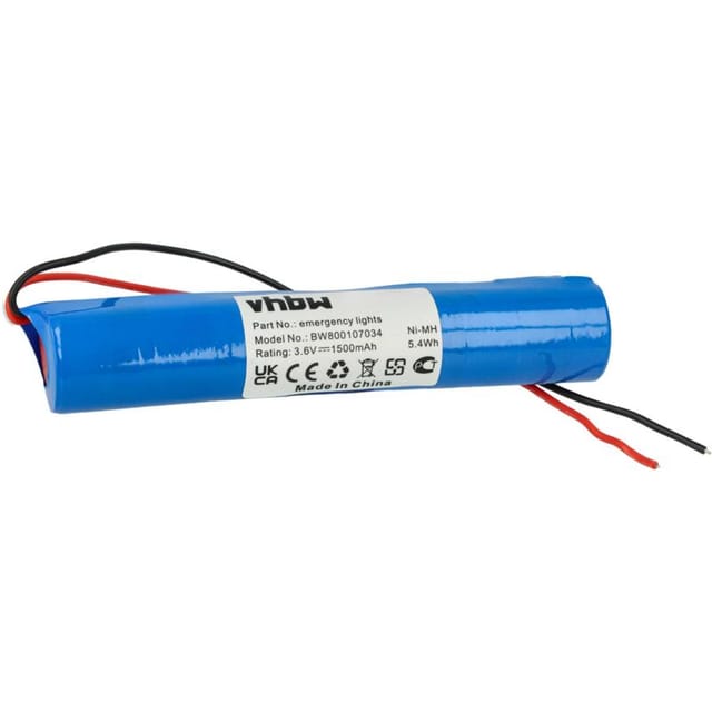 Vhbw - 1x Akku für Fluchtweg, Notfallbeleuchtung (1500 mAh, 3,6 v, NiMH) mit Anschluss-Kabel
