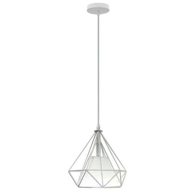 Pendelleuchte Industrial Käfig - Weiß 20CM Lampenschirm aus Eisen E27 Fassung Vintage Hängeleuchte für Wohnzimmer Esszimmer Küche Flur Cafét