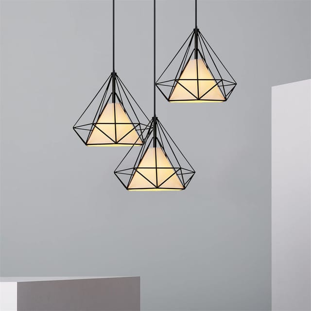 Pendelleuchte Industrial Käfig - Schwarz 20CM Lampenschirm aus Eisen Hängeleuchte E27 Runde Basis für Wohnzimmer Esszimmer Küche Flur Cafét