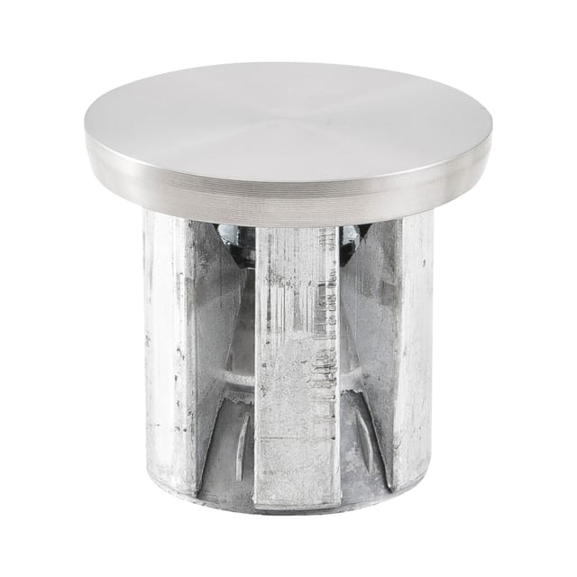 Glasplatten-Adapter Edelstahl gebürstet zum Kleben Tischbein-Adapter ø 60 mm mit Befestigungsteil
