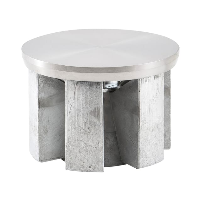 Glasplatten-Adapter Edelstahl gebürstet zum Kleben Tischbein-Adapter ø 80 mm mit Befestigungsteil