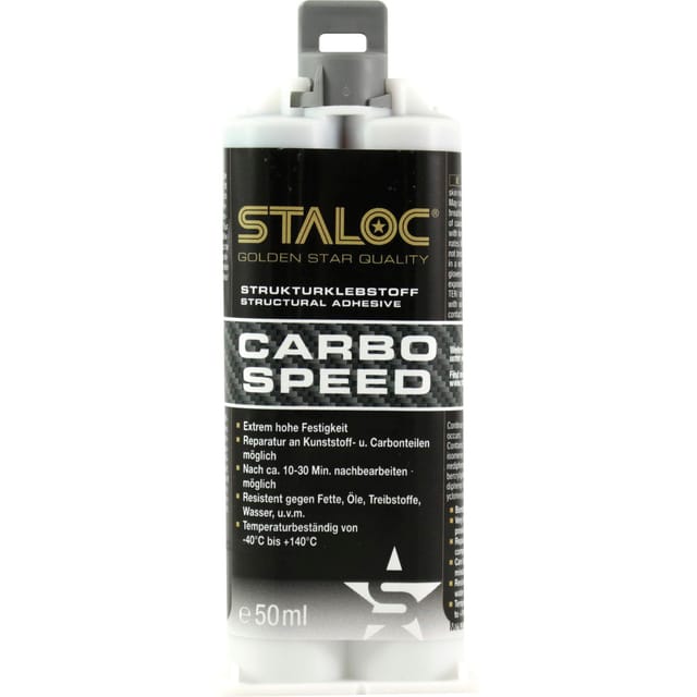 Carbo Speed 50ml schwarz, + Mischer, 2-Komponenten-Kleber, 2k Kunststoff-Kleber - Staloc