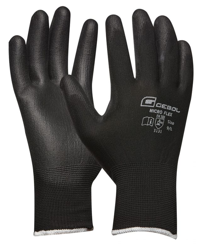 Schutzhandschuh Micro Flex Arbeitshandschuh schwarz Größe 9 1 Paar - Gebol