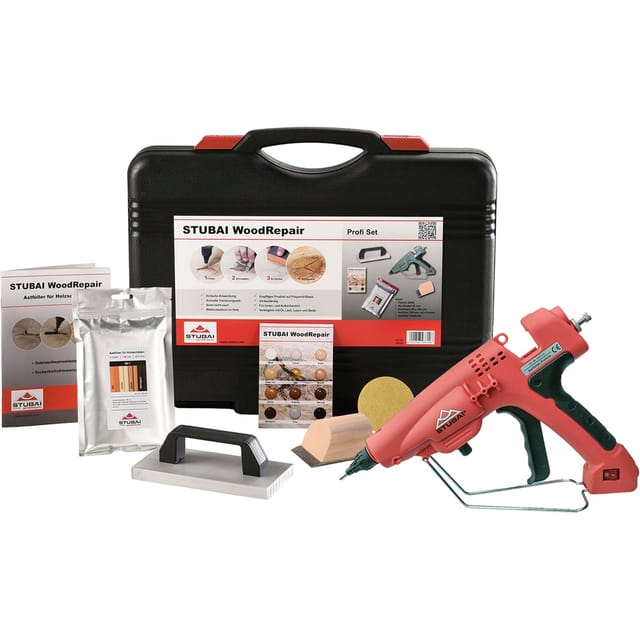 WoodRepair Profi Set Holzreparatur für Astlöcher mit Klebepistole 300W - Stubai