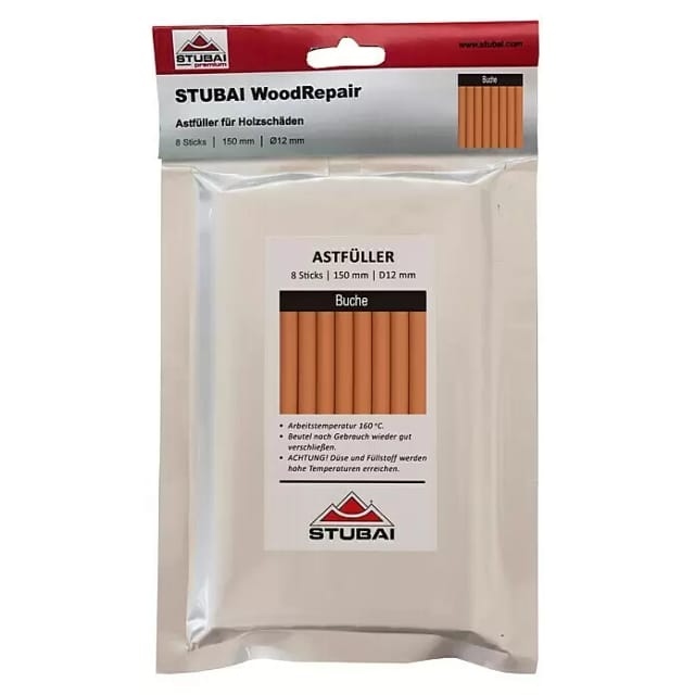 WoodRepair Holzreparatur Astfüller Füllmasse 8 Sticks x 150mm Buche - Stubai