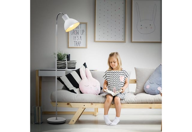 Stehlampe - Schalter, schwenkbar, E27 Fassung, max. 25W, Weiß