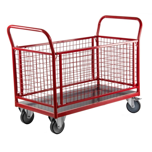 Dema - Transportwagen 500kg Gitterwagen mit Plattform und 4 Gummirädern für Industrie