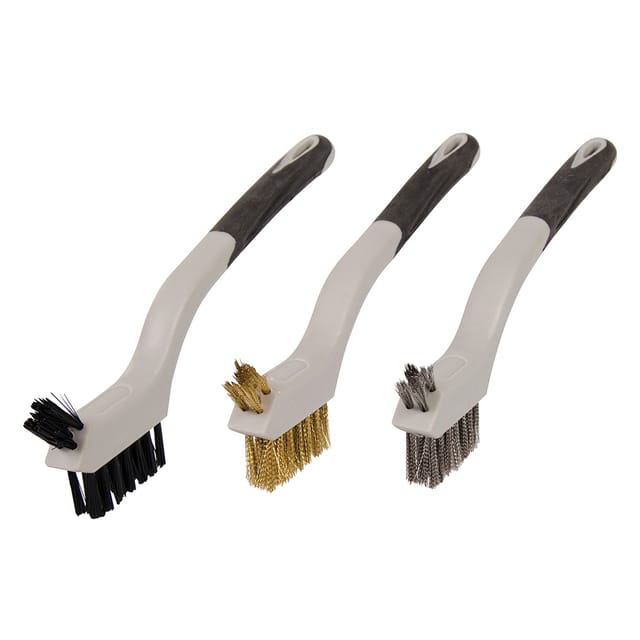 Silverline - Mini-Drahtbürsten Set 3-tlg. Nylon, Messing und Edelstahl Bürsten