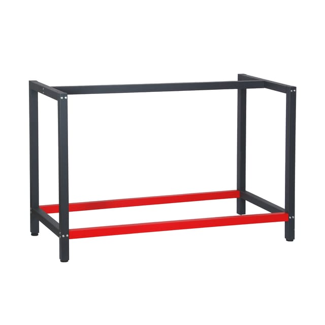 Wiltec - Werkbank Gestell 125 x 57 x 81 cm aus Stahl, Werkbankgestell in Anthrazit Rot, Tischgestell max. 200 kg als Werkbank, Arbeitstisch &