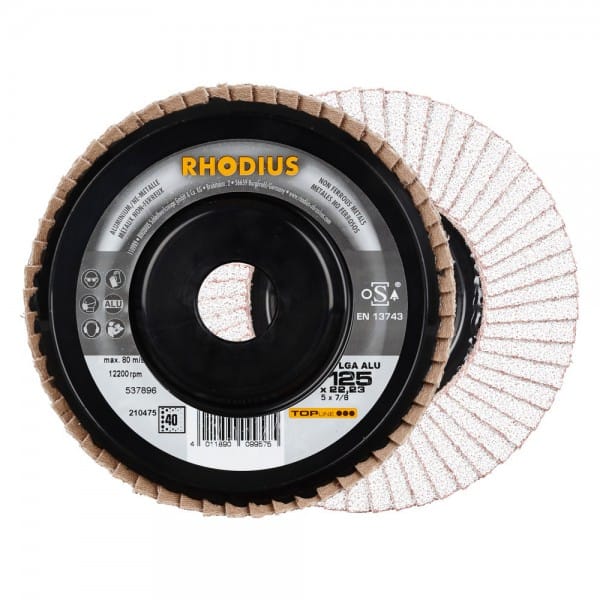 Rhodius - lga alu, 10 Stück, 125 mm, Korn 40, Fächerschleifscheibe