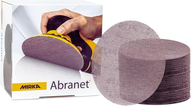Abranet Netz-Schleifscheiben ø 150 mm Klett / Korn P240 / 50 Stk / zum Schleifen von Holz, Spachtel, Lack, Kunststoff / 5424105025 - Mirka