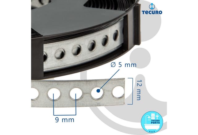 Tecuro - Lochband Montageband 12 mm x 10 m Rolle - Stahl verzinkt