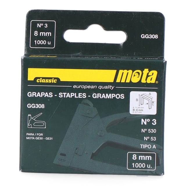 EDM - Heftklammern Anzahl 3, 8mm, 1000 Stück Mota Werkzeuge 89080