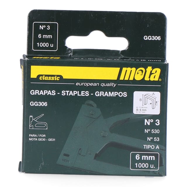 EDM - Heftklammern Anzahl 3, 6mm, 1000 Stück Mota Werkzeuge 89079