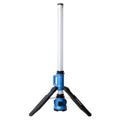 LED Strahlersäule Lichtsäule Arbeitsstrahler AKKU Alu Gelb Hybrid IP54 H 100 cm