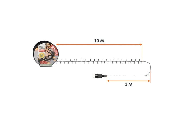 Neu led Lichterkette auf Trommel - extra warmweiß - Länge 10 m / 500 led - Büschel Lichterkette mit Timer und 8 Funktionen - Innen- und Außenbereich