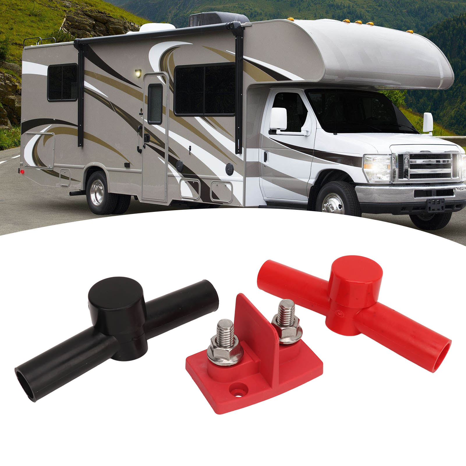M10 Doppelkabelstecker Mit Zwei Stiften, Schwarz Und Rot, Ein Paar Isolatoren, Rot (cp-4297)